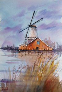 Rustic Windmill Reflection by Giorgio Gosti