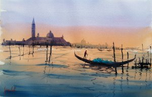 Venice Gondola Sunset by Giorgio Gosti