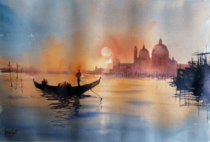 Venice Sunset Gondola by Giorgio Gosti