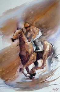 Watercolor Horse Race by Giorgio Gosti