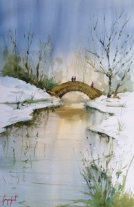 Winter Bridge Reflection by Giorgio Gosti