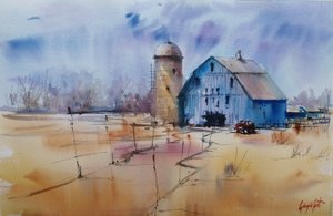 Winter Farm Barn by Giorgio Gosti
