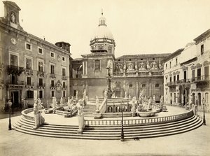 Pretoria fountain, Palermo, Italy, photograph by Giorgio Sommer by Giorgio Sommer