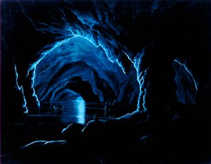 Reproduction of an engraving of the Blue Grotto on the Island of Capri by Giorgio Sommer