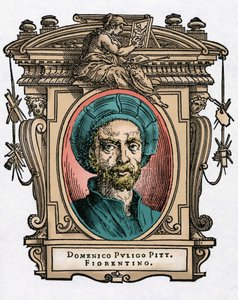 Portrait of Domenico Puligo [1492-1527] Italian painter. Engraving of the treat Lives of the most excellent painters, sculptors and architects (Le Vite de