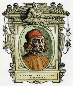 Portrait of Filippo Lippi (1406-1469) Florentine painter. Xylography from “The life of painters” by Giorgio Vasari. by Giorgio Vasari