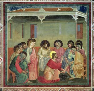Christ Washing the Disciples Feet, c.1305 (post restoration) by Giotto di Bondone