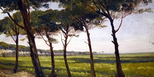 A Line of Old Pines by Giovanni Costa