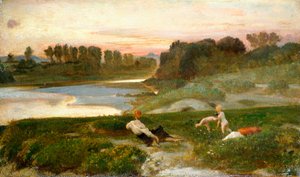 Evening time on the farm by Giovanni Costa