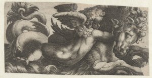 Sea Horse with a Putto Around Its Neck (Friezes with Sea Monsters) by Giovanni Andrea Maglioli