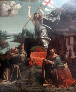 The Resurrection of Christ with Saint Leonard of Noblac and Lucia by Giovanni Antonio Boltraffio