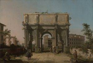 View of the Arch of Constantine with the Colosseum, 1742-5 by Giovanni Antonio Canal