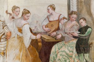 Young Boy and Court Ladies, (detail) by Giovanni Antonio Fasolo