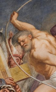 Central Nave, Second South Span, Jesus Falls Under the Cross, Il Pordenone by Giovanni Antonio Pordenone