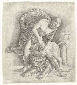 Hercules Fighting the Nemean Lion by Giovanni Antonio da Brescia