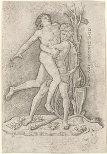 Hercules and Antaeus by Giovanni Antonio da Brescia, after Andrea Mantegna