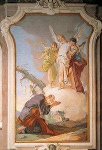 Abraham and angels, fresco, Patriarchal Palace, Guest Hall, Udine by Giovanni Battista Tiepolo