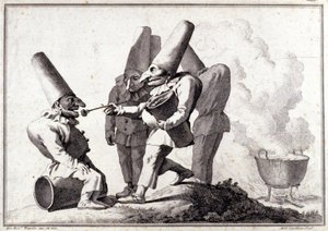 The group of Pulcinella (Italian Polichinelle). Drawing in pen and wash on pencil mark by Giovanni Battista Tiepolo by Giovanni Battista Tiepolo