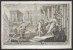 A Female Figure Being Crowned, from Nuova Pianta di Roma, Data in Luce de G. Nolli by Giovanni Battista (after) Nolli