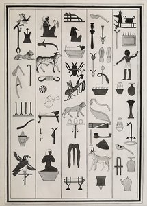 Drawings of the Decorations from Inside the Tomb of Pharaoh Psammetic I, Reproduced in 1817 by Giovanni Battista Belzoni, Housed in the British Museum, London by Giovanni Battista Belzoni