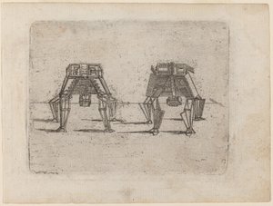 Two Cubic Figures with Their Hands on the Ground by Giovanni Battista Bracelli
