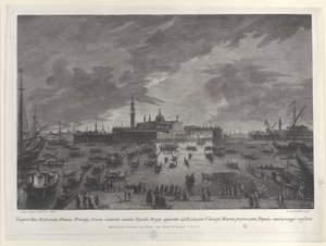 Nocturnal View of the Procession on Christmas Eve of the Doge and Venetian Senate to San G... by Giovanni Battista Brostoloni