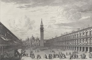 Piazza San Marco looking towards the Basilica and Campanile, 1763 by Giovanni Battista Brostoloni