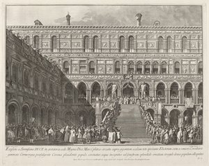 The Doge Crowned on the Scala dei Giganti of the Ducal Palace by Giovanni Battista Brostoloni