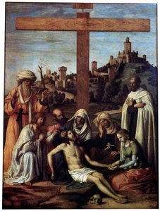 The Lamentation over Christ with a Carmelite Monk by Giovanni Battista Cima da Conegliano