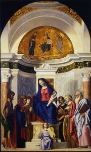 Virgin and Child with Saints John the Baptist, Cosmas and Damian, Catherine and Paul by Giovanni Battista Cima da Conegliano