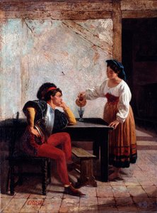 Young Servant in an Inn and a Soldier by Giovanni Battista Crosa