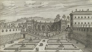 Another Perspective View of the Theatre and Adjacent Garden of Mondragone in Frascati, 1691 or After by Giovanni Battista Falda
