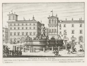 Fontana del Moro on Piazza Navona in Rome by Giovanni Battista Falda