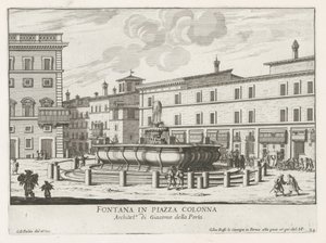 Fountain on Piazza Colonna in Rome (title on object: Fountain in Piazza Colonna) (series title: Fountains of Rome)