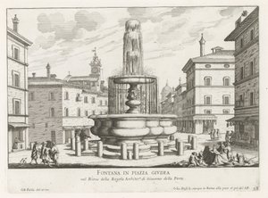 Fountain on Piazza Giudia in Rome (title on object: Fountain in Piazza Giudea) (series title: Fountains of Rome)