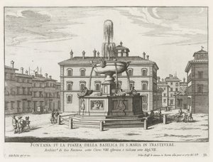 Fountain on Piazza Santa Maria in Trastevere by Giovanni Battista Falda