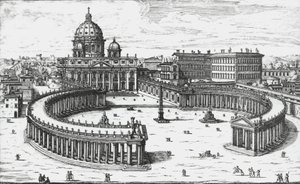 View of Piazza San Pietro with the Basilica of Saint Peter and the Vatican Palaces, engraving by Giovanni Battista Falda. 1665 by Giovanni Battista Falda