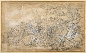 Captives, including a bishop, dragged and bound before the triumphal car of a Roman general by Giovanni Battista Lenardi