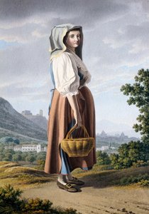 Peasant in the Background of Maddaloni, by Giovan Battista Lusieri, Italy by Giovanni Battista Lusieri