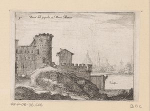Buildings in Rome, Near the Porta del Popolo (Fuori del popolo a Mano Manco) (Views of Rome series) (Alcune vedute et prospettive di luoghi dishabitati di Roma series)