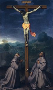 Crucifixion with Saints Bernardino and Anthony of Padua by Giovanni Battista Moroni