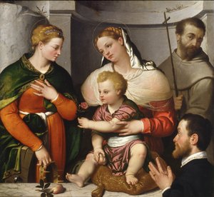 Madonna and Child with St. Catherine, St. Francis and the Donor by Giovanni Battista Moroni