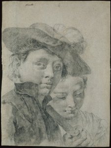 A Young Boy Wearing a Plumed Hat, and a Young Girl by Giovanni Battista Piazzetta