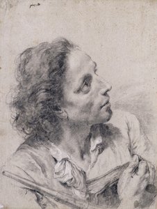 An Astronomer Holding a Book and a Telescope, Looking up to the Right