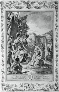 Armida in Front of Goffredo, engraving for Canto III of Jerusalem Delivered