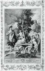 Carlo and Ubaldo in Happy Islands, engraving for Canto XV of Jerusalem Delivered