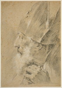 Head of a Bishop in Profile by Giovanni Battista Piazzetta