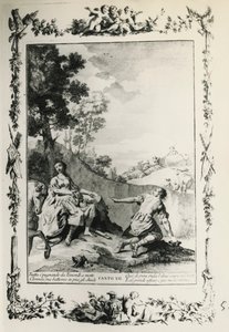 Jerusalem Delivered, canto XII, illustration by Giovanni Battista Piazzetta for poem by Torquato Tasso, edition published in Venice in 1745, Italy by Giovanni Battista Piazzetta