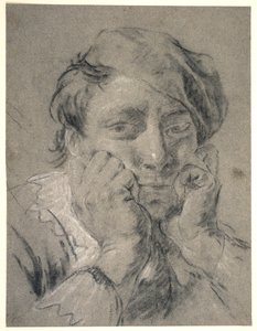 Young Man with Beret with his Head in His Hands by Giovanni Battista Piazzetta