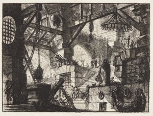 A Grilled and Rusticated Window Set in the Middle of a Flight of Stairs with Groups of Heavy Chains to the Right by Giovanni Battista Piranesi